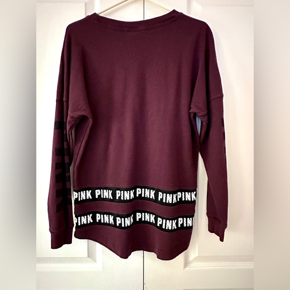 PINK Burgundy Sweater with Brand Name XS - Picture 2 of 5